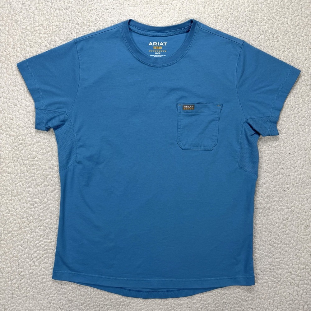 Ariat Rebar Pocket T-Shirt Women's XL Blue‎ Workwear Utility Graphic Tee Casual